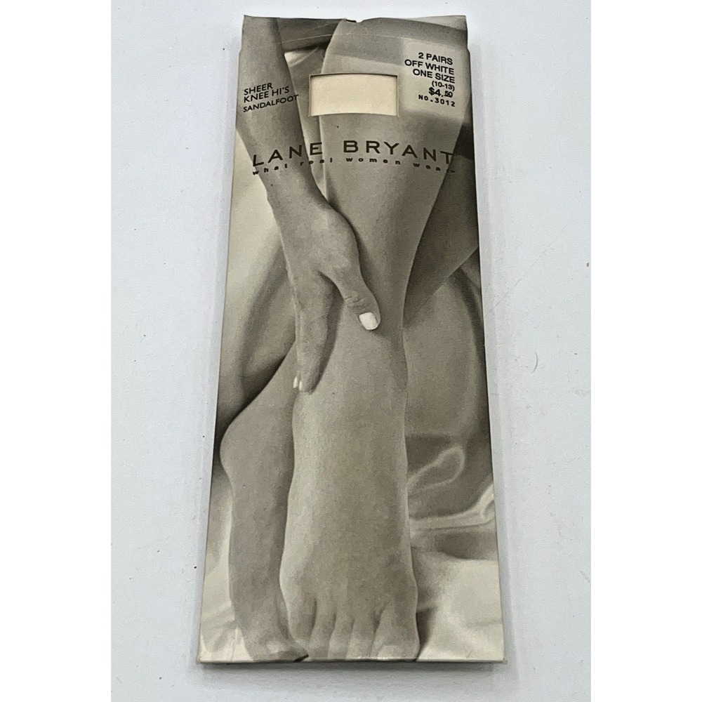 Lane Bryant Sheer Knee Highs OFF WHITE  2 Pairs Sandalfoot Style 3012 Nylon USA